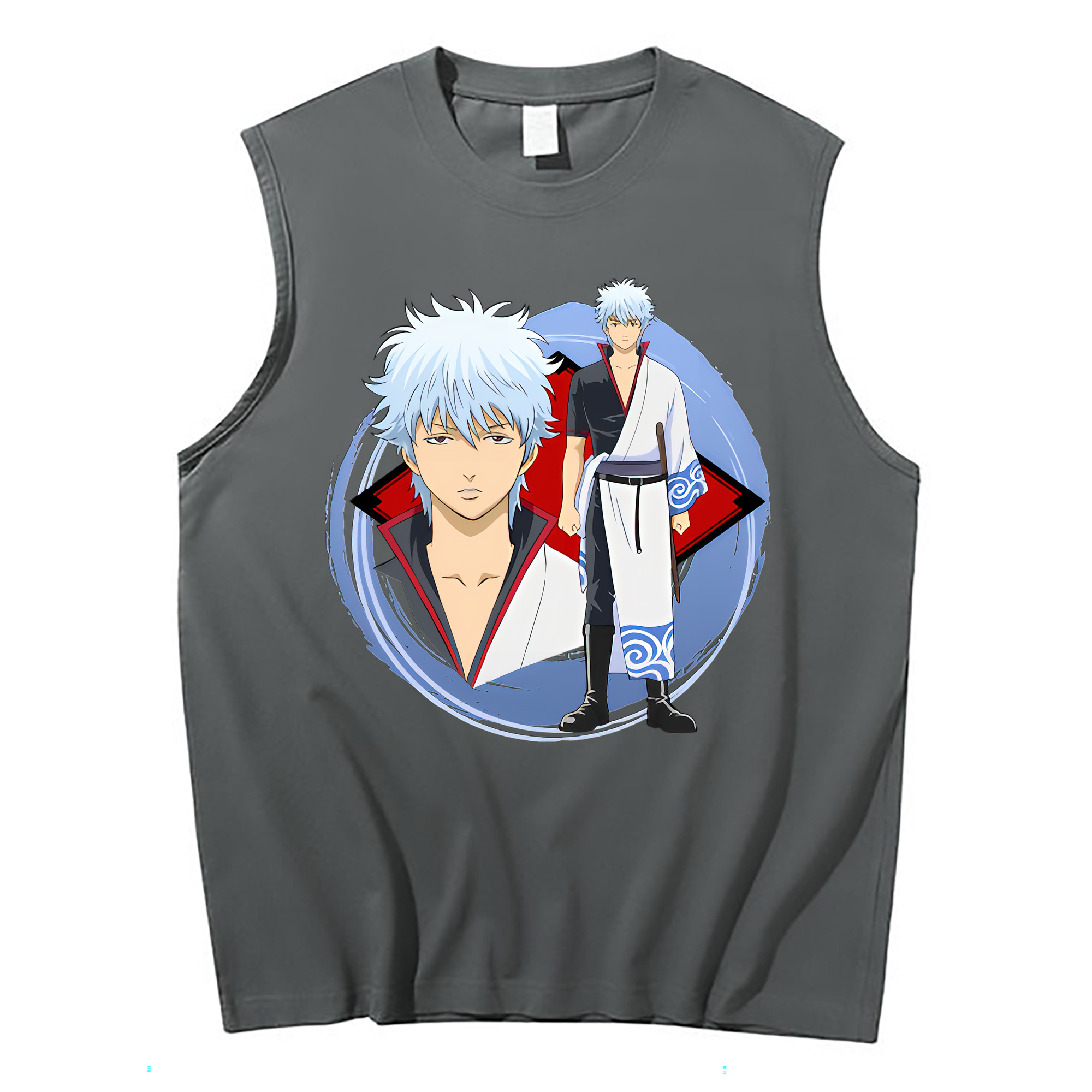 （画像用） ぎんたま 坂田銀時（さかたぎんとき） 神楽 志村新八（しむら しんぱち） GINTAMA Sakata Gintoki Kagura Shimura Shinpachi コットン100％タンクトップ（フロントプリント）